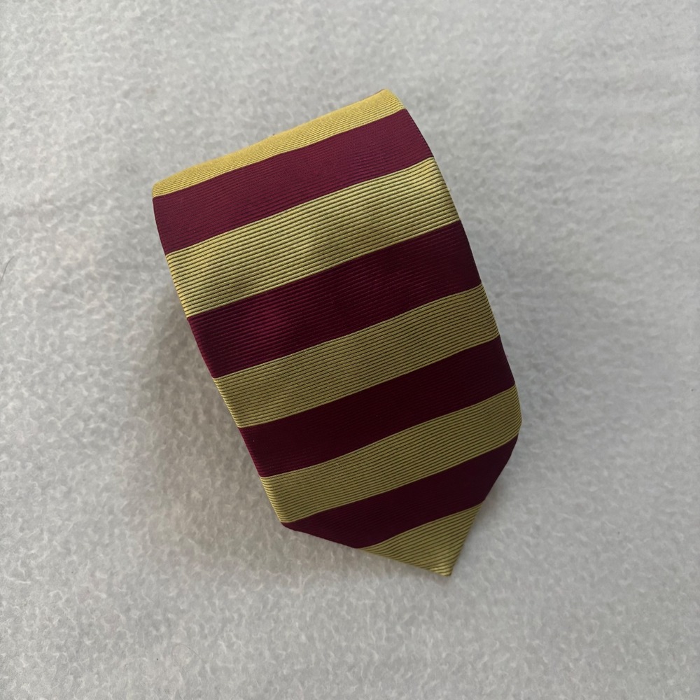 Brooks Brothers Makers Silk Tie Burgundy Gold Stripe Made in USA NWT